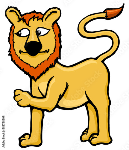 cartoon lion raising his front paw