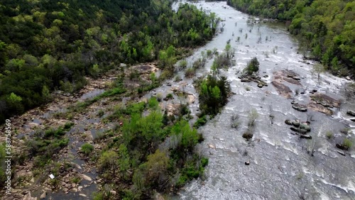 Rocks in Catawba River at new Whitewater center in Great Falls, South Carolina. photo