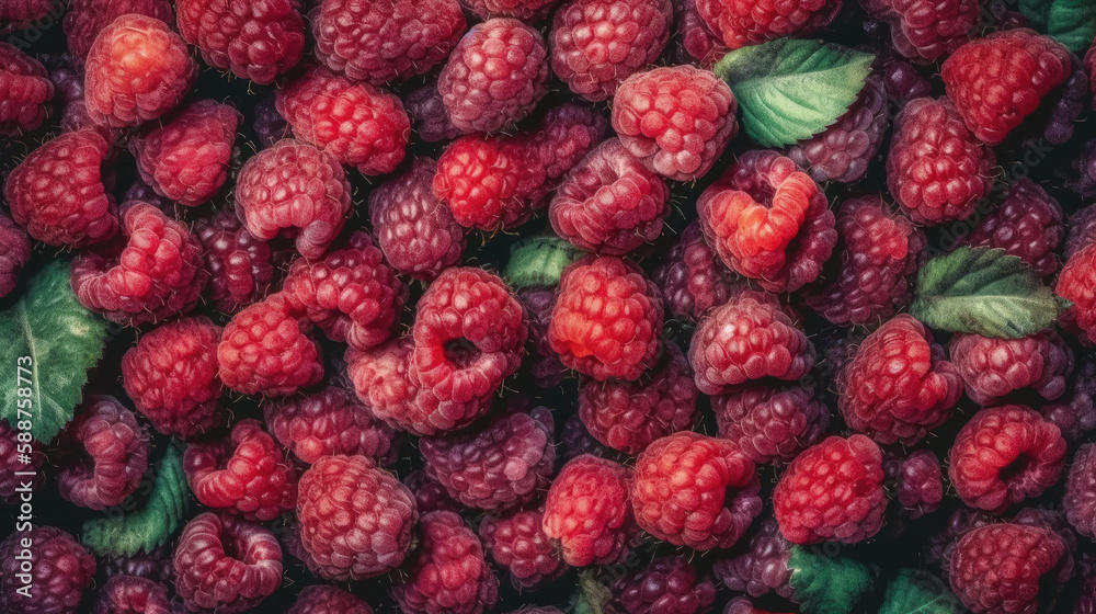 raspberries on the vine created with Generative AI technology