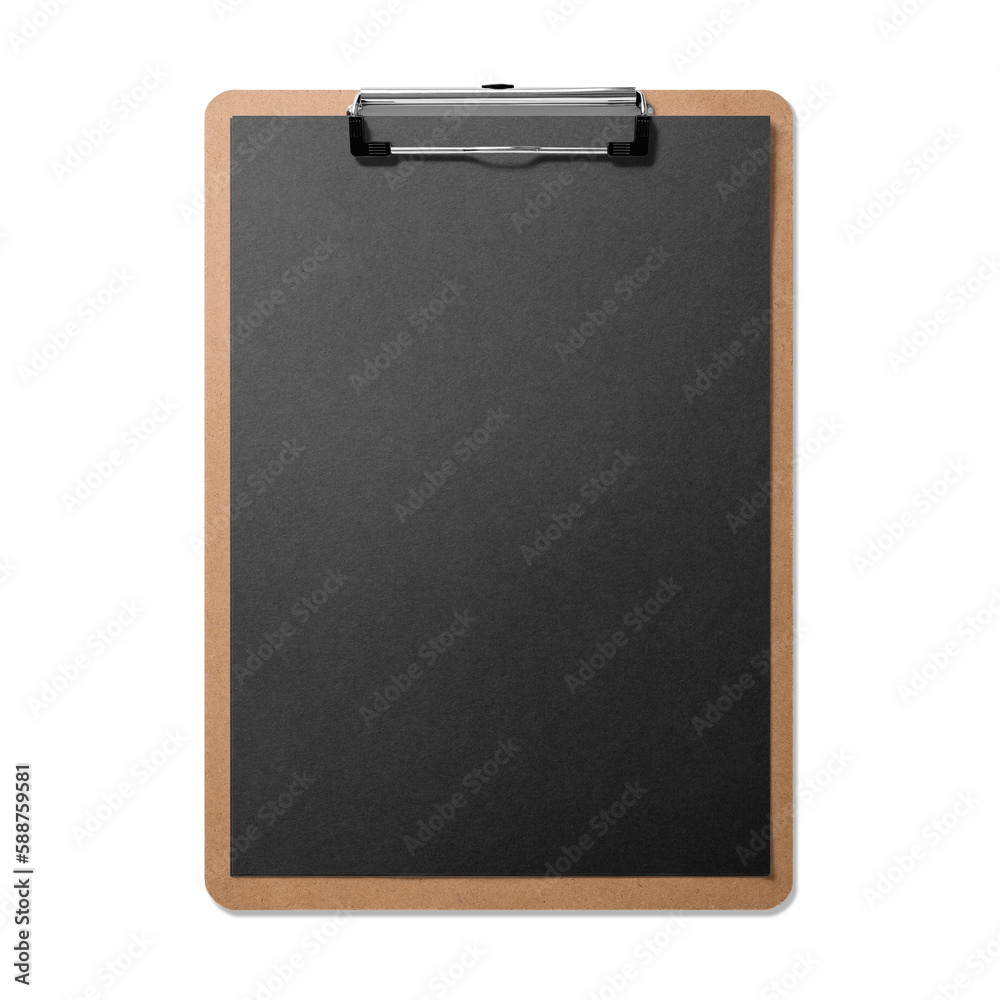 Real photo of a wooden clipboard with black A4 paper mockup, isolated on a transparent background, PNG. High resolution. Real photo of a wooden clipboard with black A4 paper mockup, isolated on a transparent background, PNG. High resolution.