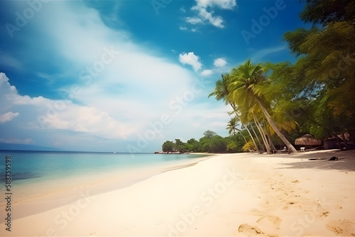 beach with palm trees,ai generative © nataliya_ua