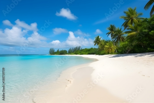 beach with palm trees ai generative