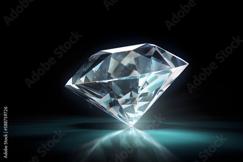 diamond on black background, ai generative © nataliya_ua