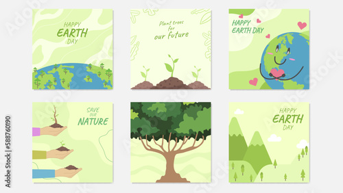 
illustration of earth day which is celebrated on april 22 every year, go green, plant trees, protect the environment, save our nature