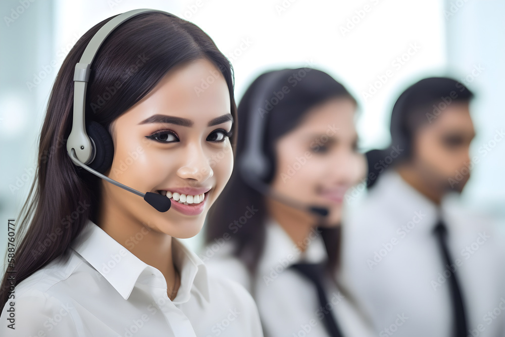 call center operator with headset, ai generative call center operator with headset, ai generative