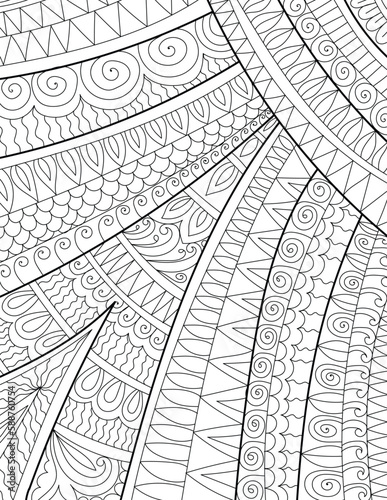 Decorative mehndi design style detailed coloring page illustration 