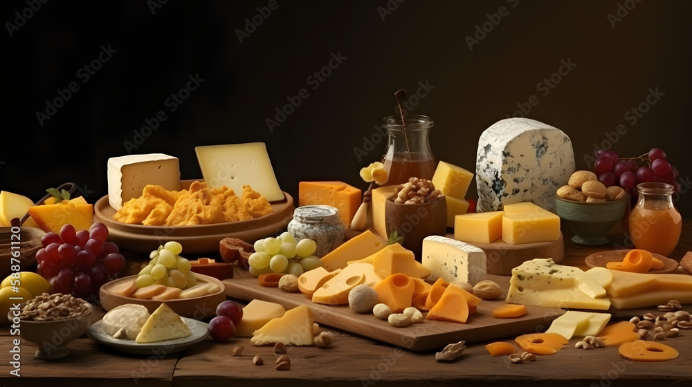 A Collection of Delicious Cheeses. Generative AI