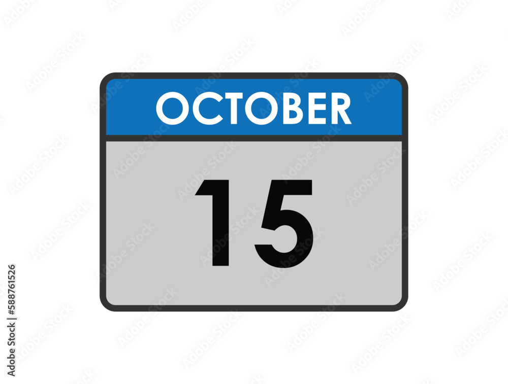 15th October calendar icon. Calendar template for the days of October.