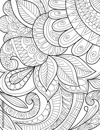 Decorative mehndi design style detailed coloring page illustration 
