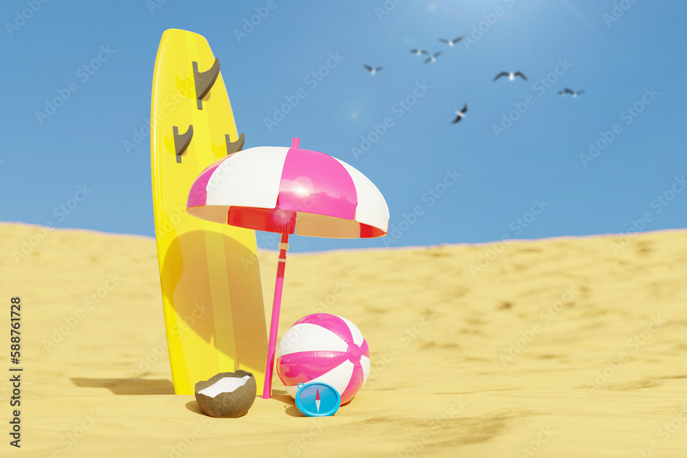 custom made wallpaper toronto digital3d web poster banner realistic collage of tropical island coast advertise dream perfect relaxation with sun bathing weather surfing