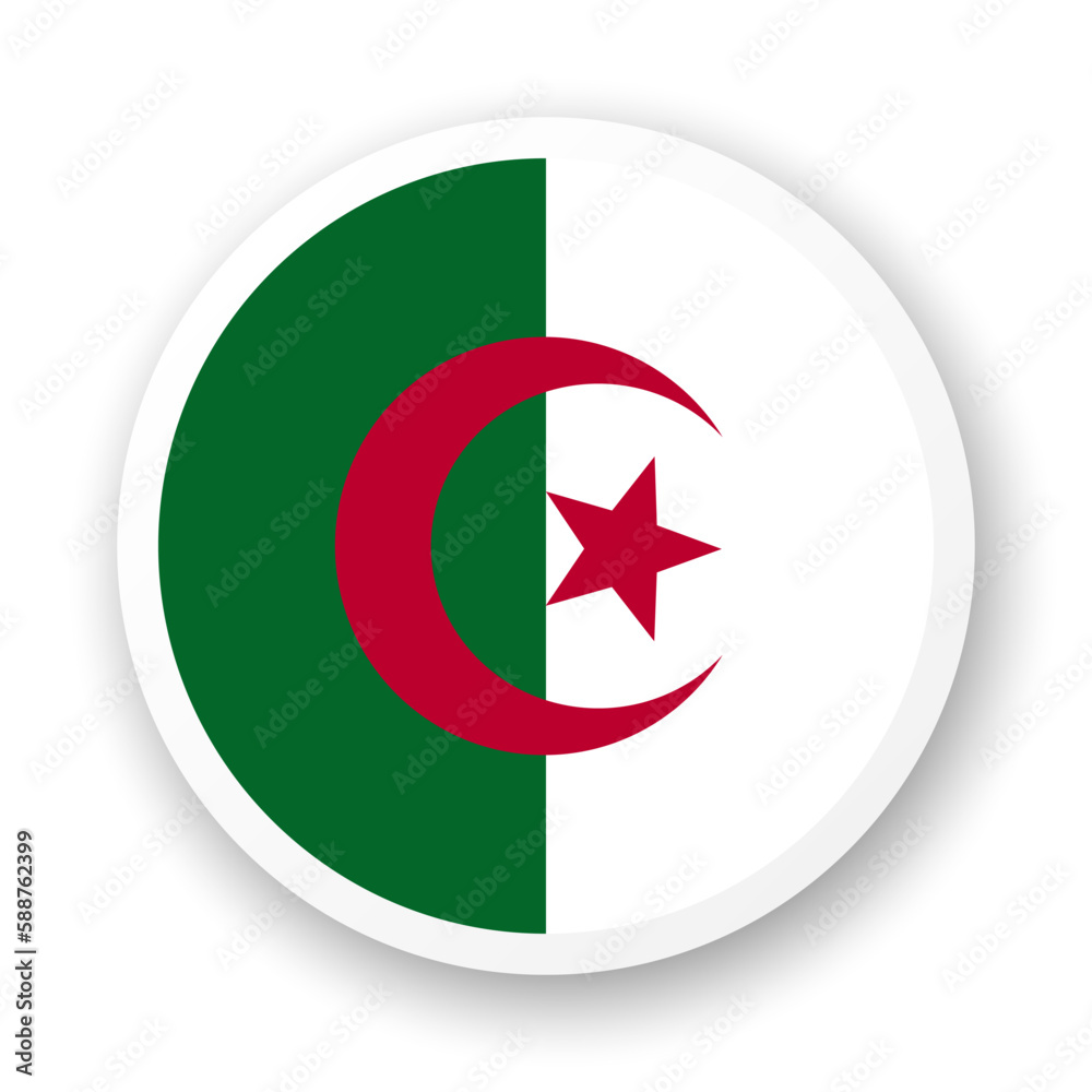 Flag of Algeria flat icon. Round vector element with shadow underneath. Best for mobile apps, UI and web design. Flag of Algeria flat icon. Round vector element with shadow underneath. Best for mobile apps, UI and web design.