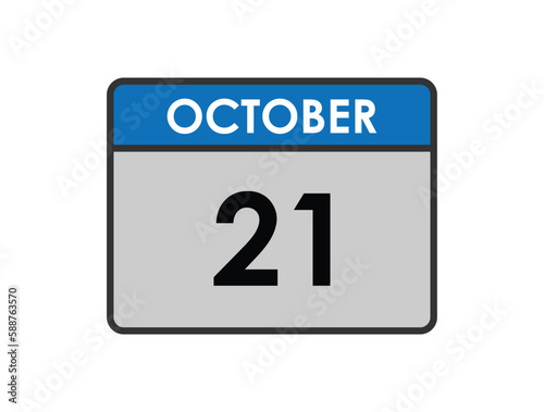 October 21th calendar icon vector. Concept of schedule. business and tasks. eps 10.