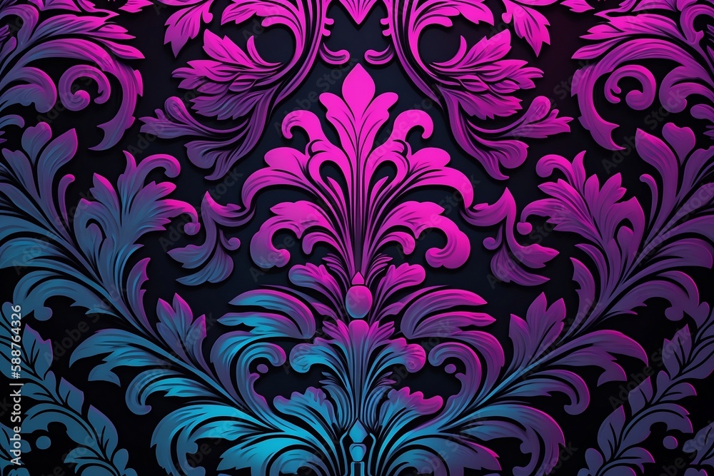 seamless damask pattern background neon gradient colors seamless damask pattern background neon gradient colors