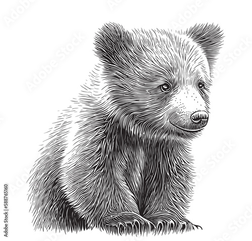 Little bear sketch hand drawn in doodle style Vector illustration