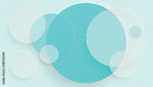 Abstract White and Blue Overlapping Circles. 3D Paper Cut Background. Vector Illustration