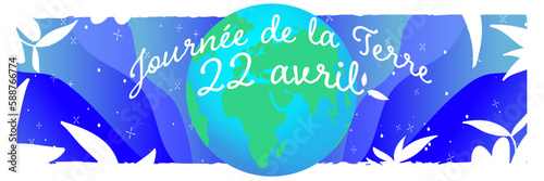 Journée de la Terre, bannière web, planète et végétation
