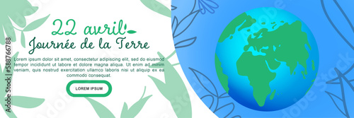 journée de la Terre, bannière web, planète et végétation 