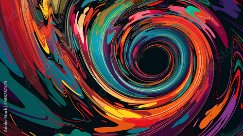 black hole, with swirling colors. digital art illustration. generative AI