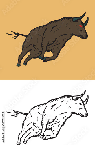 set of bull logo illustration