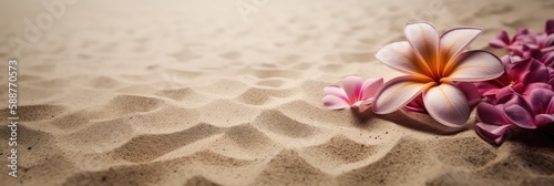 frangipani flower on the sand with generative ai