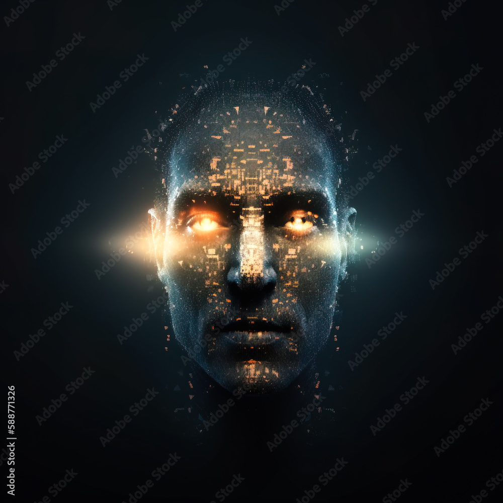 Obraz premium Artificial inteligence digital portrait. Generative AI illustration