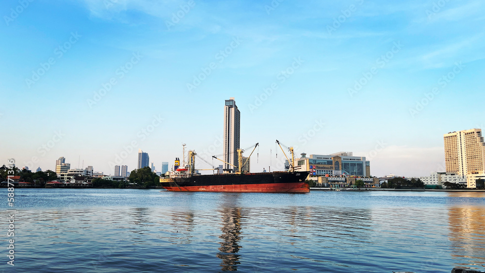 Big ship at the port of Bangkok River