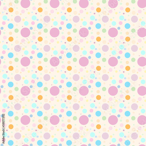 Seamless pattern colorful circle on light orange background vector illustration, cute print