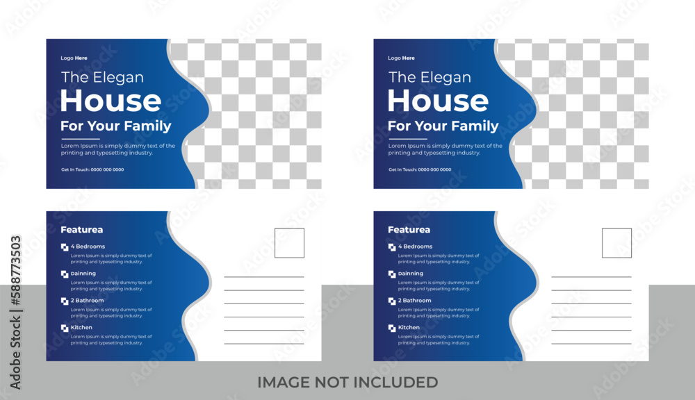 Fototapeta corporate business postcard design template.	