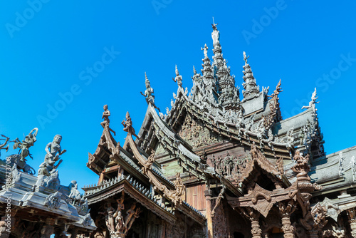 Unique Wooden Roof Details of the Sanctuary of Truth in Pattaya, Thailand © Dave