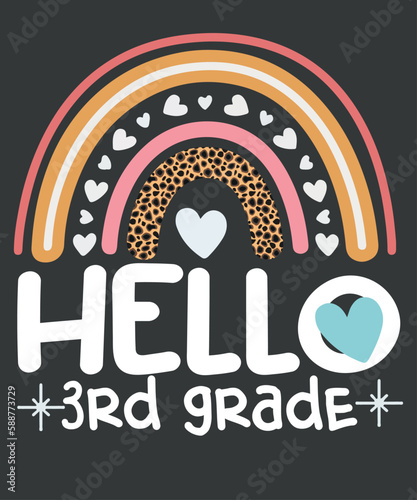 Hello 3rd Grade, teacher leopard rainbow back school,idea teachers girls first day 1st 100th, 3rd grade math, welcome to 3rd grade 