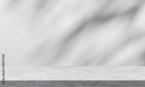 Empty grey marble floor and shadow leaves background well display product and text present on free space 