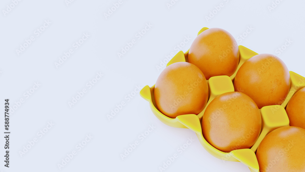 plastic box for eggs with egss isolated on white, 3D render plastic box for eggs with egss isolated on white, 3D render
