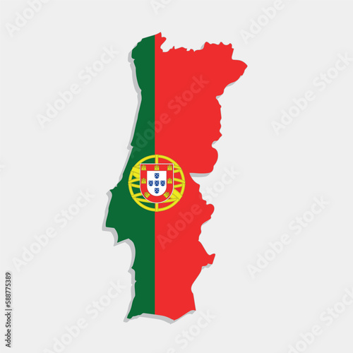 portugal map with flag on gray background