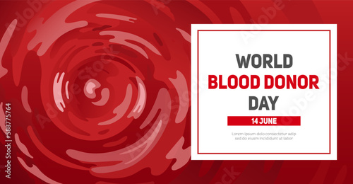 National Donor Day. Horizontal banner. Blood funnel, whirlpool, swirl. Illustration in a realistic style. Hemophilia. blood diseases. For banner, website, poster, postcards.