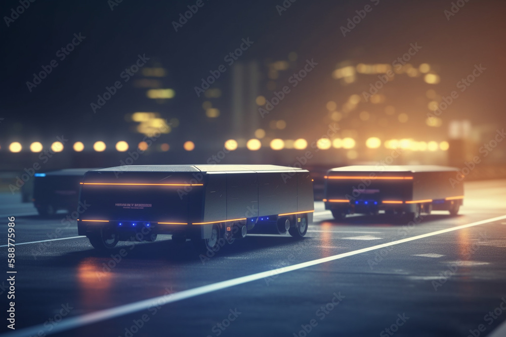 Fototapeta premium Intelligent Trucking: The Future of Road Transport Through AI Control