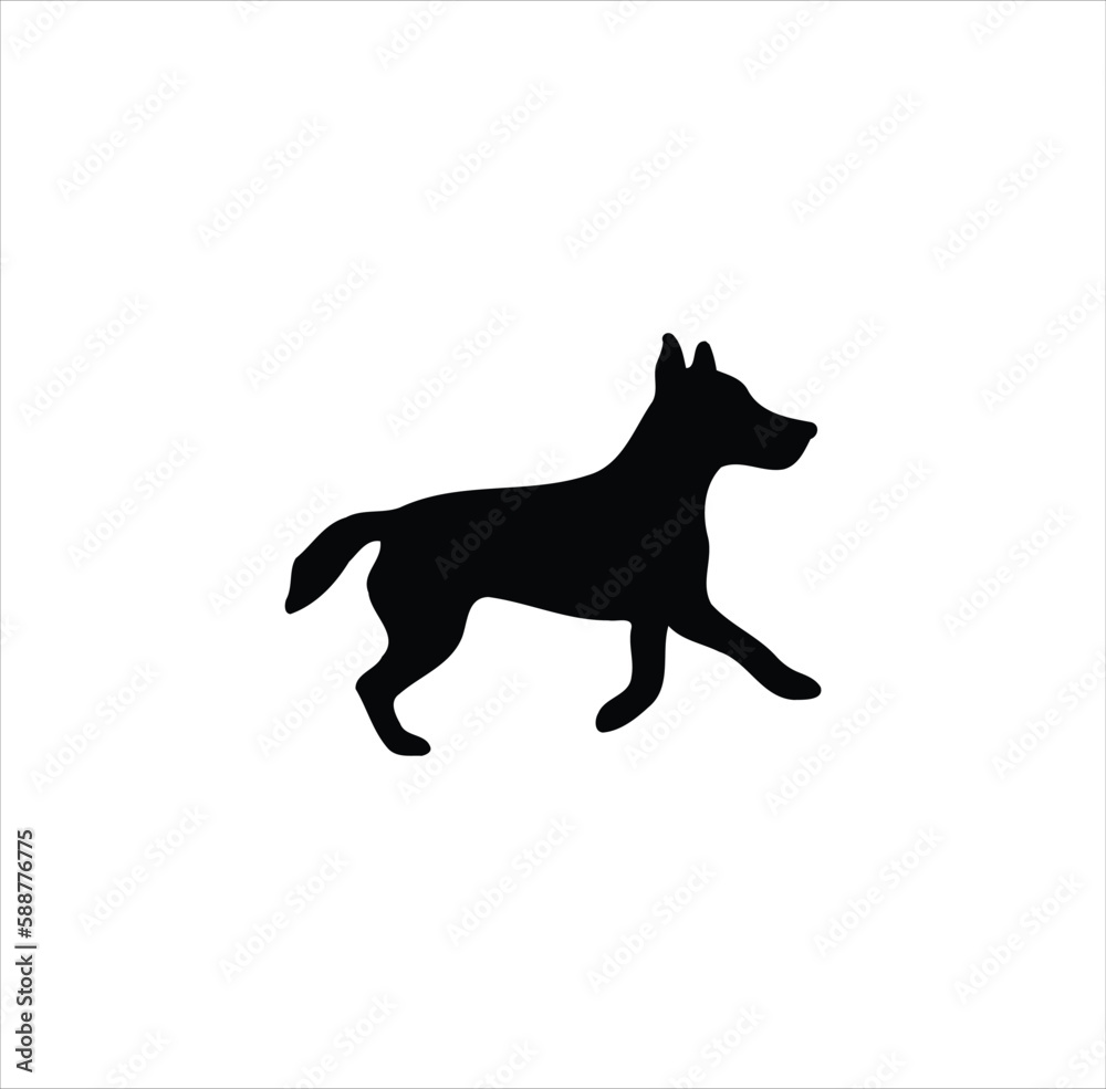 A running dog vector silhouette art.