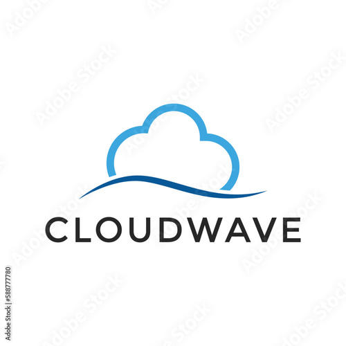 simple cloud wave logo design template