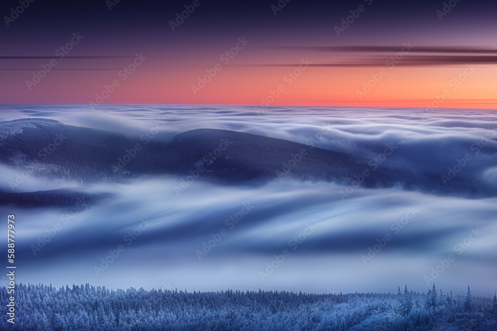 Babia Góra - Beskidy - wschód słońca - zima