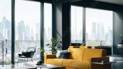 House minimalist interior with modern furniture design concept. generative ai  
