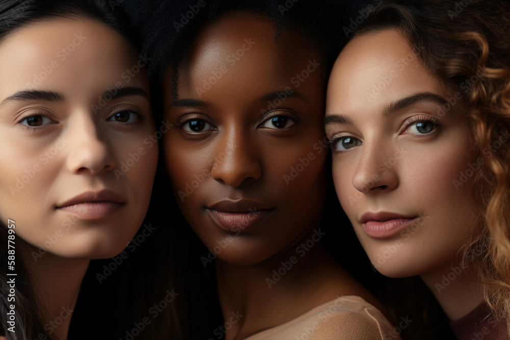 Generative ai women of different ethnicities standing side by side together