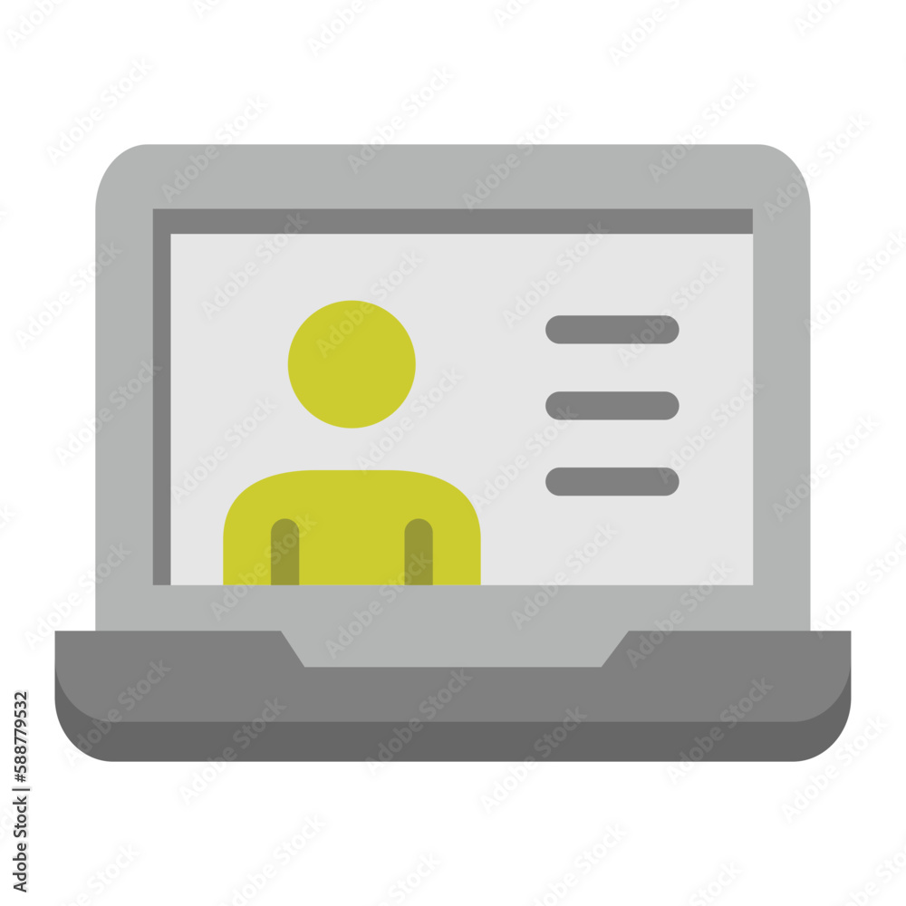 Content icon with tutorial video on laptop Content icon with tutorial video on laptop
