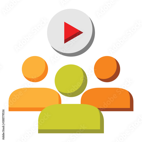 audience icon with three people and video symbol