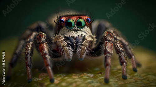 Araña saltarina común tecnica de macrofotografia