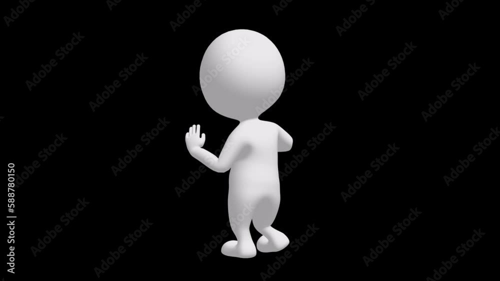 White 3d man dancing. Mascot having fun. Silly dance endless loop. 4K FullHD and HD render footage animation on black White 3d man dancing. Mascot having fun. Silly dance endless loop. 4K FullHD and HD render footage animation on black