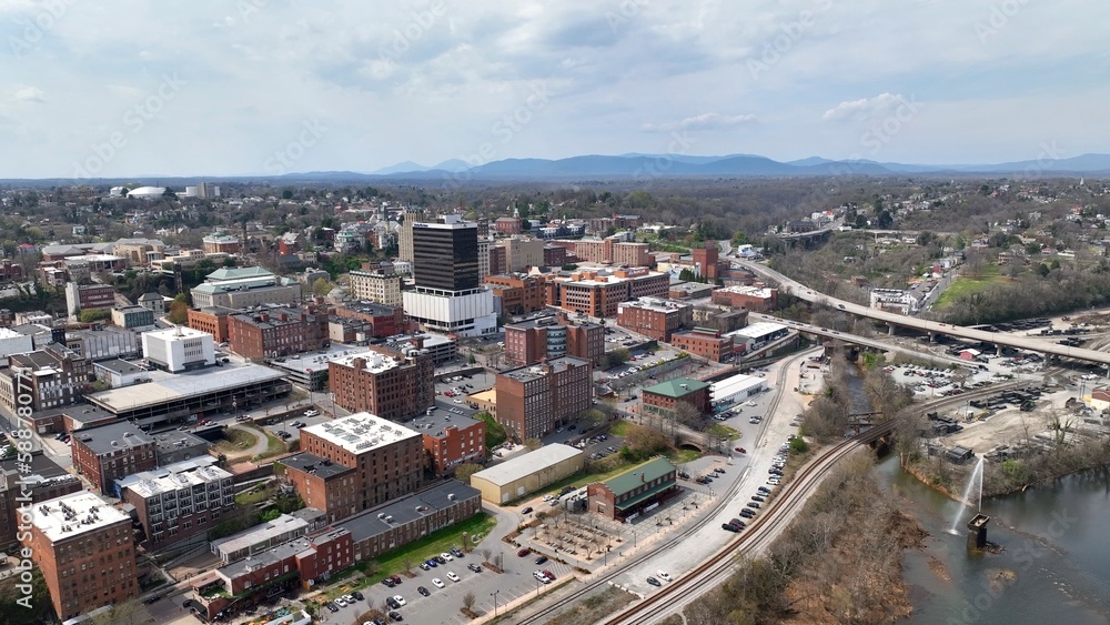Lynchburg, Virginia,  a small southern city in America by the James River with historic architecture