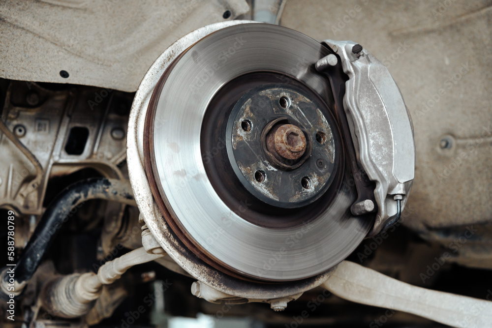 Car wheel disc brake of the vehicle for repair