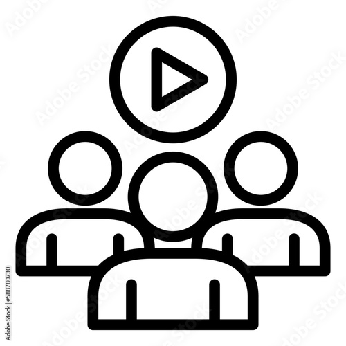 audience icon with three people and video symbol