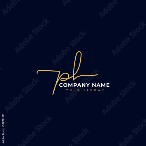 Pl Initial signature logo vector design