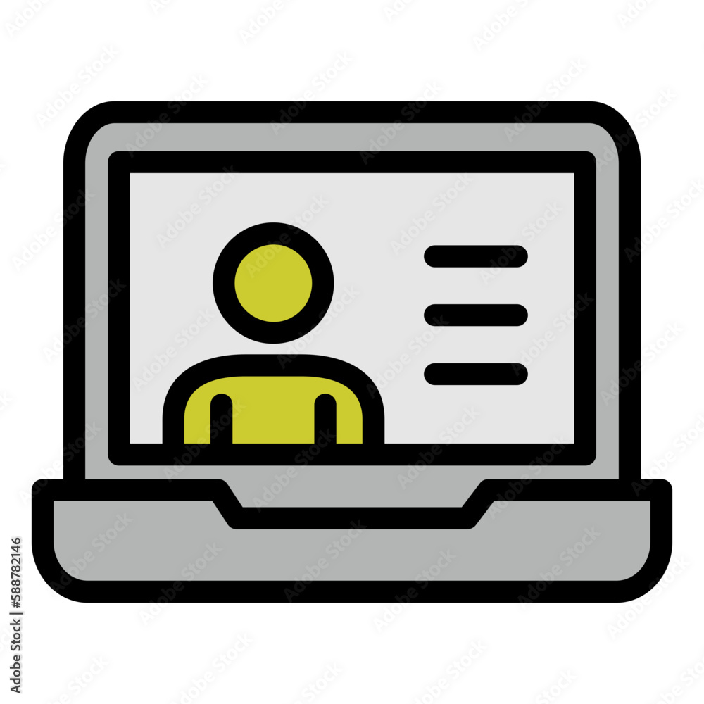 Content icon with tutorial video on laptop Content icon with tutorial video on laptop