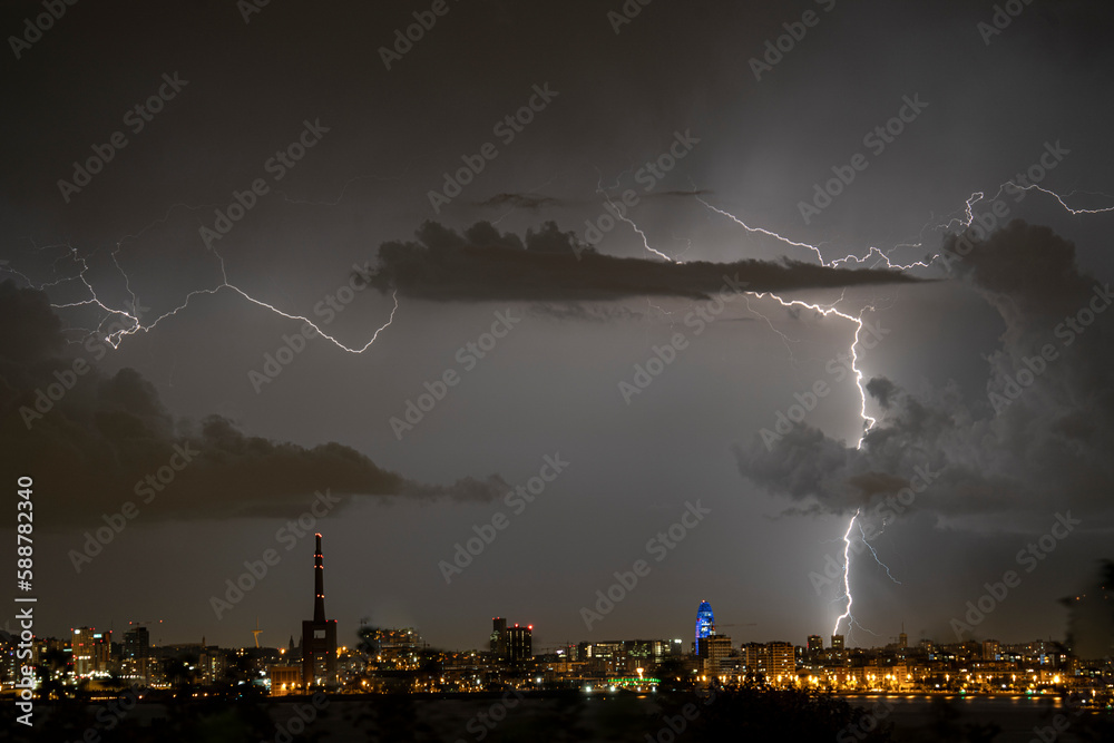 Lightning storm in Barcelona